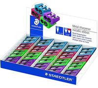 Staedtler 510 20 - Taille-Crayon Métal 2 Usages Couleurs Assorties | Pour crayons standard et épais jusqu’à 10,2 mm de diamètre, taille-crayons en métal - lignes nettes - Réf. 510 20 PR2