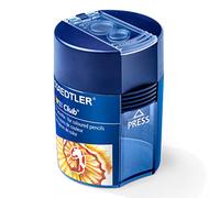 Staedtler 512 002 Noris, Taille-crayon de Haute Qualité à deux Usages, pour Crayons à Papier et Crayons de Couleur Standards, avec Réservoir Cylindrique et Fermeture Hermétique