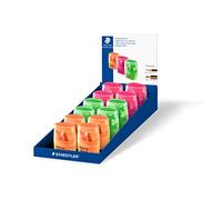 Staedtler Boîte à crayons double épaisseur pour crayons de plomb et de couleur et pour crayons standard avec couvercle, couleur fluo 512 60 F-S