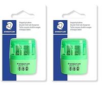 Staedtler 512 - Blister 1 Taille-Crayon 2 Usages Avec Réservoir Vert Fluo (Lot de 2)