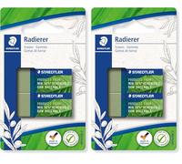 Staedtler - 526 80 - Blister 2 gommes vert olive sans latex 40 x 19 x 13 mm - Composée à 56% de matériaux naturels et renouvelables - 526 83BK2 (Lot de 2)
