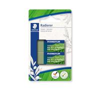 Staedtler - 526 80 - Blister 2 gommes vert olive sans latex 40 x 19 x 13 mm - Composée à 56% de matériaux naturels et renouvelables - 526 83BK2