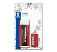 STAEDTLER 526 T-S1BK Tradition Ensemble gomme et taille-crayon (carte de listercard comprenant 1 gomme et 1 taille-crayon à trou unique)