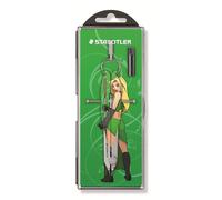 Staedtler 556 00 Compas géométrique de précision Mars Comfort dans boîtier avec couvercle à charnière, édition manga Leila