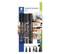 STAEDTLER 60 BK Lumocolor Permanent Marker Set with Different Tips, Set of 4 in