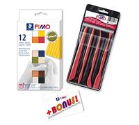 Staedtler 8023 C12-4 FIMO Pâte à modeler souple durcissant au four, étui en carton avec 12 couleurs naturelles assorties (kit de démarrage de couleurs naturelles)
