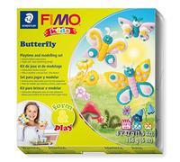 STAEDTLER 8034 10 LZ FIMO Kids Form&Play Ensemble de pâte polymère à Modeler « Papillon » (Lot de 4 Blocs, Autocollants, Outils de modelage et arrière-Plan)