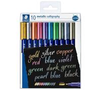 Staedtler Feutres métalliques 8325 TB10 – pointe biseau, encre pigmentée à base d'eau, étui 10