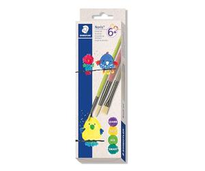 STAEDTLER 989 Noris 989R-S BK3 Lot de 3 pinceaux synthétiques pour l'école, la Maternelle et Les Loisirs