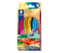 Staedtler ball 4230C8E2-2 4230 M Stylo à bille triangulaire, largeur de trait M env. 1,00 mm, pour écriture détendue, étui en carton avec 8 stylos à bille, couleurs assorties, édition multiverse
