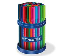 Staedtler Ball 432 - Gobelet 50 Stylos-Bille Triangulaires Pointe Moyenne Corps Translucides Assortis