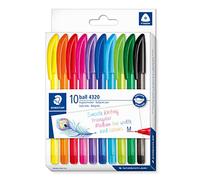 Staedtler Stylos-bille Ball 4320 M étui 10 triangulaires pointe moyenne 1 mm assortis (4320 MC10)