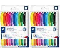 Staedtler ball 4320 M stylos de couleur à bille multicolores, lot de 20 - Corps triangulaire ergonomique, largeur de trait 1,0 mm - 4320 MC10
