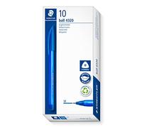 STAEDTLER - Ball 4320F - Stylo-Bille Triangulaire Pointe Moyenne 1 mm Bleu - 4320 M-3- Lot de 10