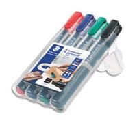 STAEDTLER Boîte de 4 marqueurs permanents assortis pointe biseautée