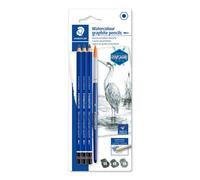 STAEDTLER Coffret de crayons Mars Lumograph aquarell Blister 3 crayons + 1 pinceau