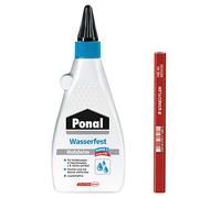 Staedtler Colle à bois Ponal résistante à l'eau, colle de montage sans solvant à haute résistance d'encollage, kit avec 550 g de colle à bois et un crayon de charpentier