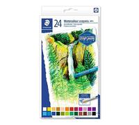 Staedtler Craies aquarellables de qualité professionnelles, Couleurs opaques et faciles à mélanger, Étui carton avec 24 craies aquarellables assorties, 223 C24