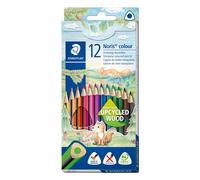 Staedtler Crayons de couleur Noris Colour 187 C12 - Triangulaires, bois upcyclé, 12 couleurs