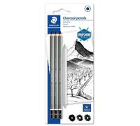 STAEDTLER, crayon de charbon, blister de 3 crayons assortis et 1 estompe
