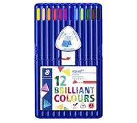 Staedtler Crayons de couleur Ergosoft 157 – tendres, prise en main douce, étui chevalet 12 couleurs