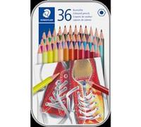 STAEDTLER Crayon de couleur hexagonal, étui en métal de 36 G