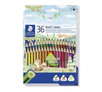Staedtler Crayons de couleur Noris colour 187 – Étui carton 36 crayons en bois upcyclé