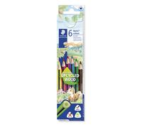 STAEDTLER - Noris Colour 187 - Crayons De Couleur Pour Dessin Et Coloriage - Forme Triangulaire Ergonomique - Bois upcyclé - Assortiment de 6 Couleurs Brillantes - 187 C6