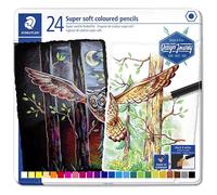 Staedtler - Crayons de couleur 149C M24 - Super soft, boîte métal, 24 pièces
