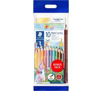 STAEDTLER Crayon de couleur triangulaire Noris jumbo Bonuspack étui carton 10 pièces