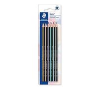 Staedtler Crayon Noris 118, forme triangulaire pour une écriture et un coloriage détendues, très bonne qualité, dureté HB, 6 crayons pastel sur carte blister, 118 BK6 PA