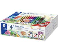 Staedtler Noris Colour 187 C144 Crayons de couleur, format triangulaire ergonomique, surface douce antidérapante, haute résistance à la rupture, matériau WOPEX, 144 crayons de couleur en 12 couleurs