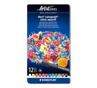 STAEDTLER Crayon aquarelle Mars Lumograph – 12 couleurs assorties – Boîte de 12 (104M12)