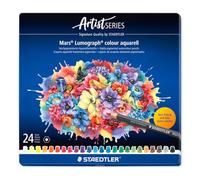 STAEDTLER Crayon aquarelle - 24 couleurs assorties - Mars Lumograph Colour Aquarell - Boîte de 24, 104 M24