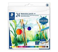Staedtler Crayons de couleur aquarellables 14610C C24 – 24 couleurs, mine 3 mm