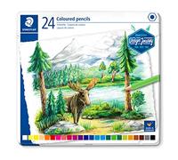 Staedtler Crayons de couleur de haute qualité pour artistes, Mine douce et tendre de 3 mm, Boîte en métal avec 24 couleurs différentes assorties, 146C M24