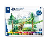 Staedtler Crayons de couleur de haute qualité pour artistes, Mine douce et tendre de 3 mm, Boîte métal avec 48 couleurs différentes assorties, 146C M48