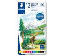 Staedtler Crayons de couleur de haute qualité pour artistes, Mine douce et tendre de 3 mm, Boîte en métal avec 12 couleurs différentes assorties, 146C M12