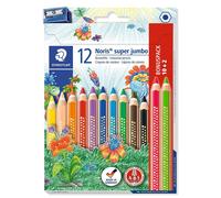 Staedtler Crayons de couleur Noris Super Jumbo 129 – 12 crayons assortis + 1 taille-crayon