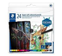 Staedtler Crayons de couleur super soft de haute qualité, Fort pouvoir couvrant sur papier blanc et noir, Boîte en carton avec 24 crayons de couleur assortis, 149C C24