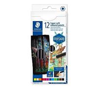 Staedtler Crayons de couleur super soft de haute qualité, Fort pouvoir couvrant sur papier blanc et noir, Boîte en