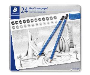 STAEDTLER Crayons de dessin et de croquis Mars Lumograph - Ensemble de 24, Divers degrés de dureté
