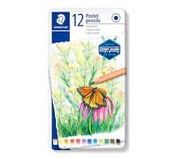 Staedtler Crayons pastel de haute qualité pour artistes, Effet velour sur les dessins, Boîte en métal avec 12 couleurs différentes assorties, 146P M12