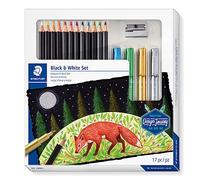 Staedtler Design Journey, Coffret coloriage sur papier noir pour beaux-arts, Inclus crayons de couleur super soft, feutres métalliques et taille-crayon, 61 149C