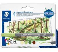STAEDTLER - Pigment Art - Pigment brush 371 - Blister 4 feutres pointe pinceau couleurs assorties - 371 BK4-3