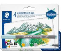 STAEDTLER - Pigment Art - Pigment brush 371 - Blister 4 feutres pointe pinceau couleurs assorties - 371 BK4-2