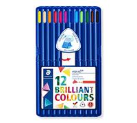 Staedtler Ergosoft 157, Crayons de couleur tendres pour dessin et coloriage, Prise en main douce et confortable, Étui chevalet avec 12 couleurs lumineuses assorties, 157 SB12