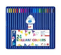 Staedtler Ergosoft 157, Crayons de couleur tendres pour dessin et coloriage, Prise en main douce et confortable, Étui chevalet avec 24 couleurs lumineuses assorties, 157 SB24