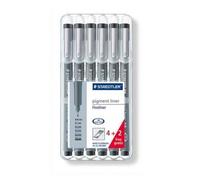 Staedtler Etui Chevalet 6 Feutres Noirs Pointe Calibrée 0,05/0,1/0,2/0,3/0,5/0,8 - 4+2 Gratuits