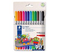 Staedtler Feutres Noris 320 C12 – double fibre, lavables, trait 1–3 mm – Lot 12 couleurs assorties